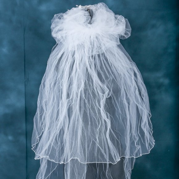 Vintage Wedding Dress + Vail  Mermaid White 4 - Picture 15 of 16